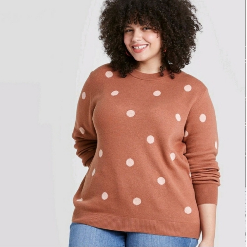 Ava & Viv Mauve & Pink Polka Dot Sweater
